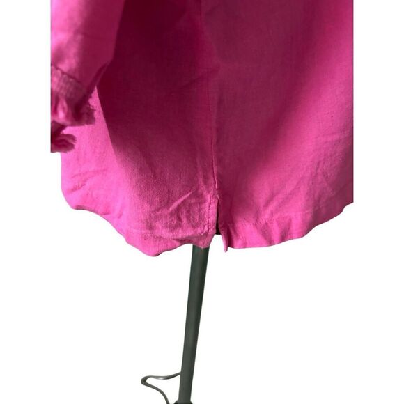 NEW Chico’s Fray Trim Easy Top blouse size 4 US XXL Pink Daisy 3/4 sleeve linen - Picture 10 of 13